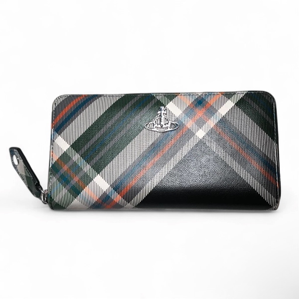 Vivienne Westwood Checkered Plaid Long Zippy Wallet
